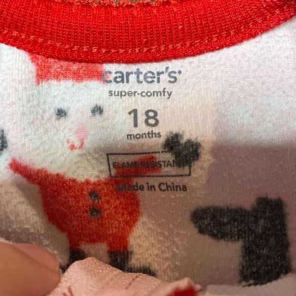 Carters Santa pajamas sleeper one piece with feet 18 months fleece girls - Picture 5 of 6